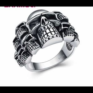925 Sterling Silver Personality Cool Skull Shape Ring